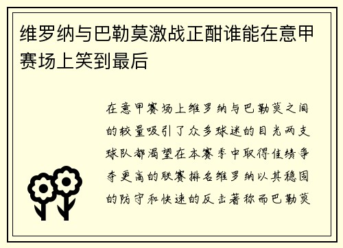维罗纳与巴勒莫激战正酣谁能在意甲赛场上笑到最后